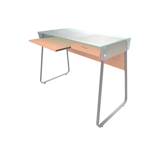 Escritorio para Computadora Xtech| Tope de Vidrio Templado | Bandeja para Teclado | Gaveta | Color Sicomoro