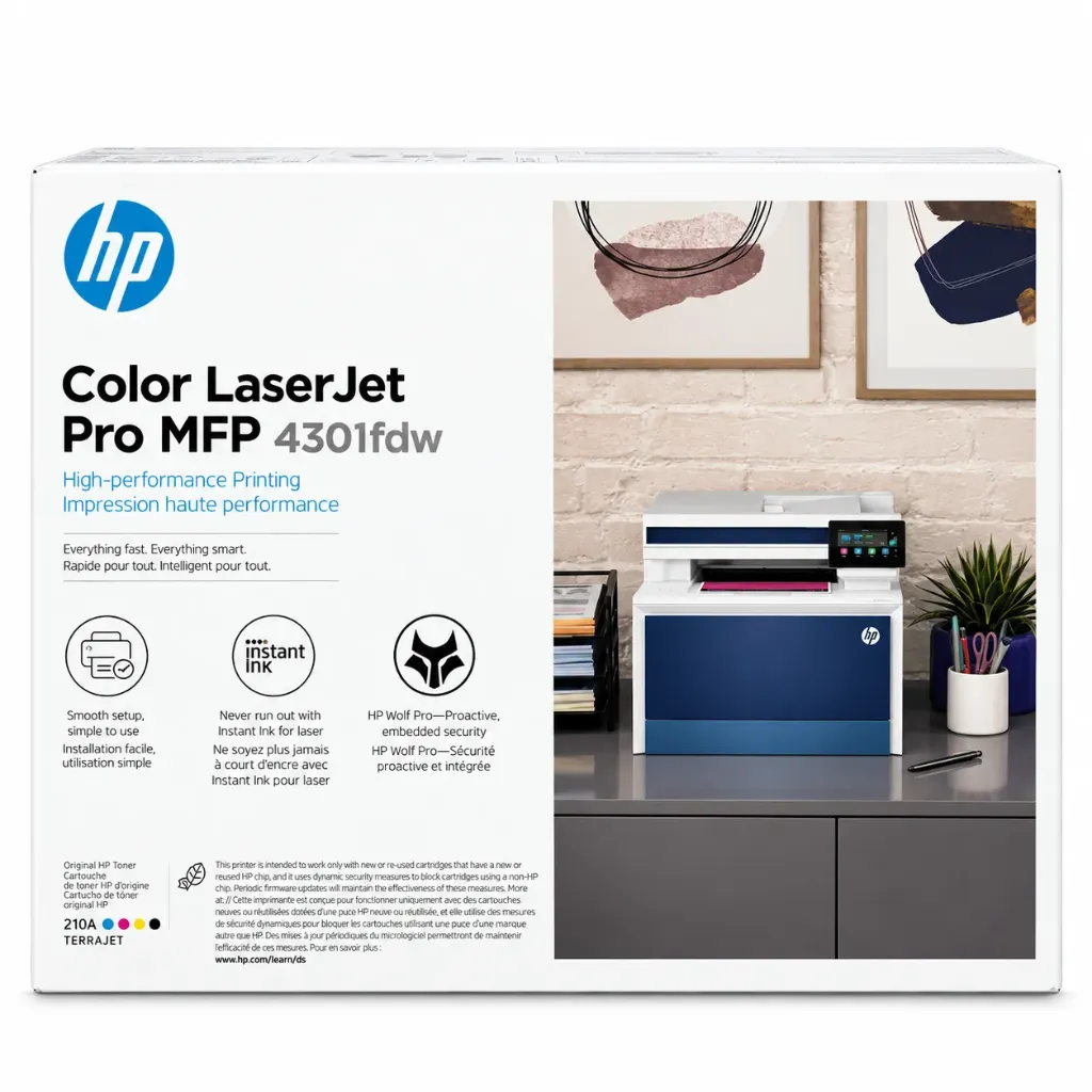 Impresora Multifuncional HP Color LaserJet Pro MFP 4301fdw | Láser a Color | Wi-Fi | Ethernet | Dúplex