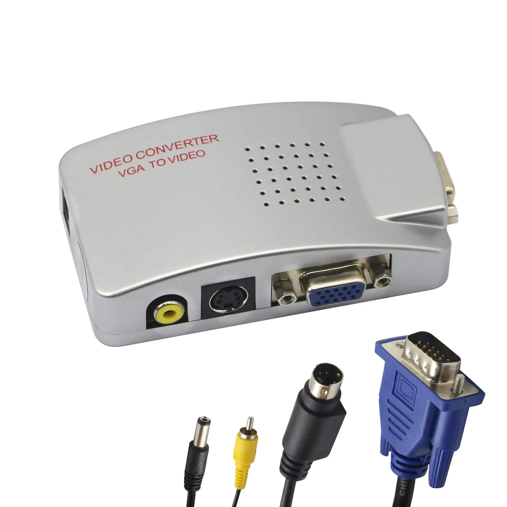 [2078] ADAPTADOR CONVERTIDOR VGA A RCA S- VIDEO CAJA ORANGE