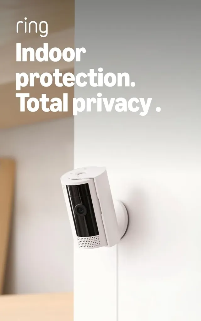 Cámara Ring Indoor Blanca WiFi con Video HD 1080p para Hogar o Negocio