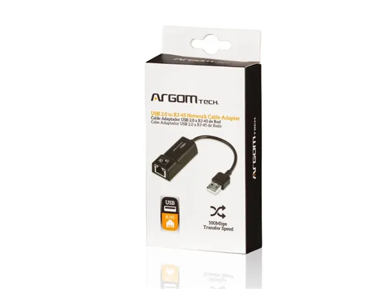 [ARG-CB-0045] Adaptador USB 2.0 a RJ45 Argom | 100 Mbps | 15 cm