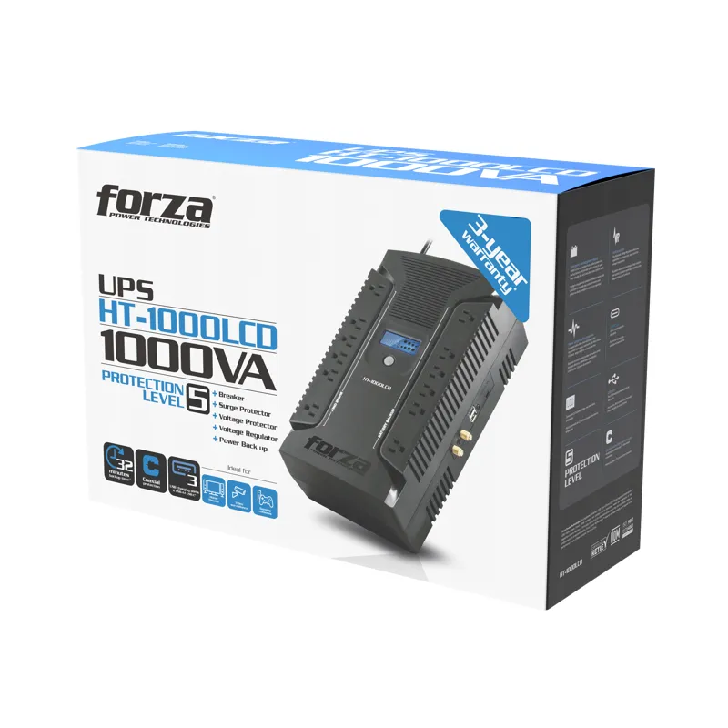 [HT-1000LCD] UPS FORZA HT 1000LCD 1000VA 600W CON PANTALLA LCD