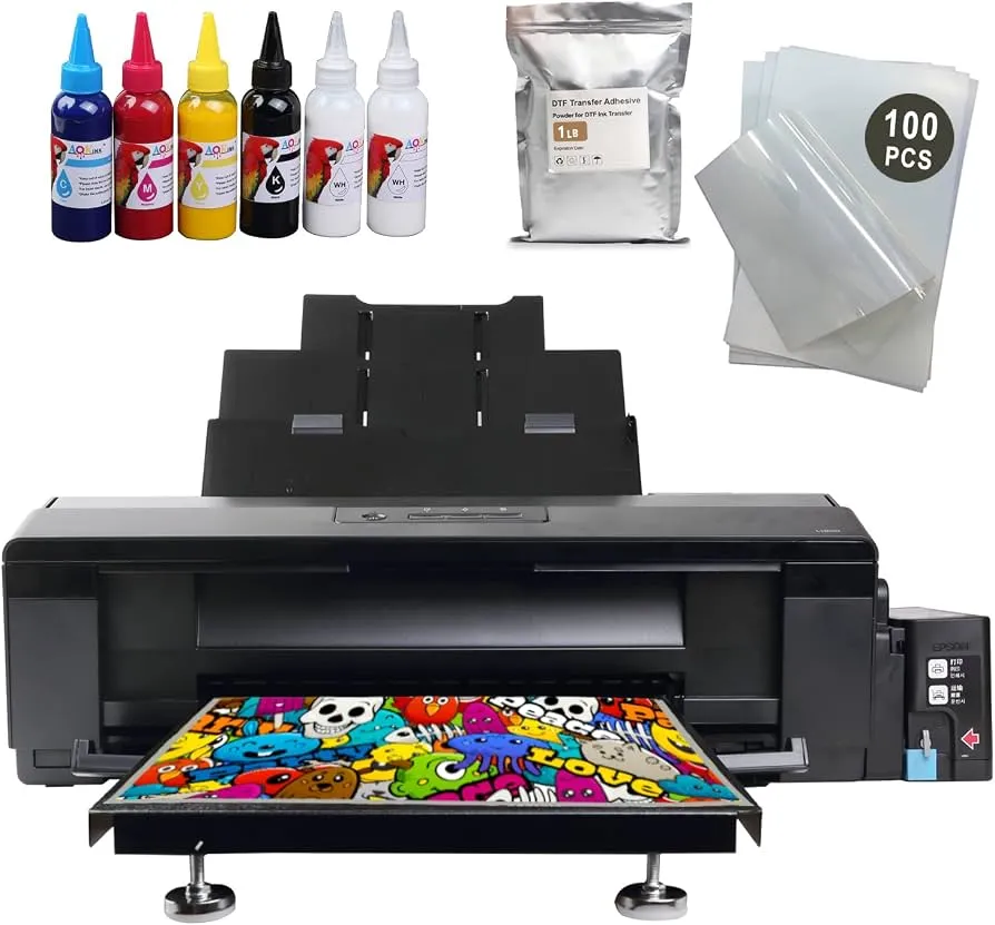 Impresora DTF L1800 para Transferencia Textil – Kit con Tintas y Film PET